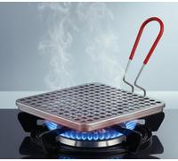 Tostador Manual de Acero Inoxidable para Cocina de Gas, Camping y Barbacoa - Tostadora Portátil con Mango Aislante Plegable, 22x22cm, para Tostar Pan, Arepas y Bollería en Casa o Aire Libre