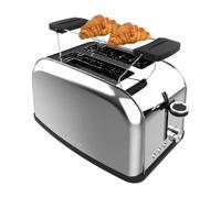 Cecotec Tostador Vertical Toastin' Time 850 Inox, 850W, Doble ranura larga y ranura ancha 3,8cm, Varillas Superiores, Acero Inoxidable, Apagado y Pop-up Automático, Recogemigas