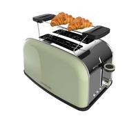 Cecotec Tostador Vertical Toastin' Time 850 Green, 850W, Doble ranura corta y ranura ancha 3,8cm, Varillas Superiores, Acero Inoxidable, Apagado y Pop-up Automático, Recogemigas