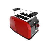 Cecotec Tostador Vertical Toastin' Time 850 Red, 850W, Doble ranura corta y ranura ancha 3,8cm, Varillas Superiores, Acero Inoxidable, Apagado y Pop-up Automático, Recogemigas