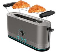 Cecotec Tostadora Vertical de Acero con Ranura Larga Shine&Toast Extra. 1050W, Capacidad para 2 Tostadas, Ranura Ancha de 3,8cm, Anillo Luminoso, 7 Niveles de Tostado, Varillas Superiores