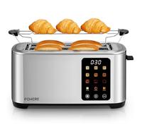 Tostadora, 2 Ranuras largas y anchas, 9 Niveles de dorado Posiciones Tostado, con Control de Pantalla Táctil Soporte para Panecillos y Bandeja Recogemigas,Cancelación/Descongelación/Recalentamiento