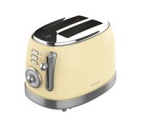 Cecotec Tostadora Toast&Taste 800 Vintage Light Yellow. 850 W, Doble Ranura Corta Extra anchas de 3,8 cm, 2 Tostadas, Acabados en Acero Inoxidable, Estilo Vintage, 3 Funciones, Amarillo