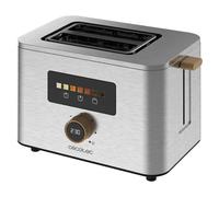Cecotec Tostadora Vertical 2 Ranuras Cortas Touch&Toast Double, 950 W, 2 Rebanas de Pan, Ranuras Extra Anchas de 3.8 cm, Pantalla Táctil y Perilla Digital, Acabados en Acero Inoxidable