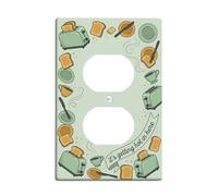 Tostadora cocina dúplex cubierta de tomacorriente placa de pared, placa de taza contemporánea de plástico verde tamaño estándar placas para enchufes eléctricos para el hogar, sala de estar, decoración
