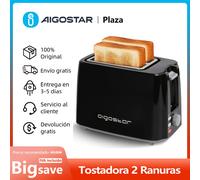 AIGOSTAR Tostadora, 2 Ranuras, 7 Ajustes, Bandeja Recogemigas Desmontable,Descongelación y Recalentar, Apagado Auto.(750W)
