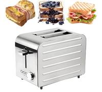 Tostadora de 2, 4 y 6 rebanadas for uso comercial y doméstico, de acero inoxidable, con 7 velocidades ajustables, función de apertura automática y bandeja recogemigas extraíble. Función de congelado,