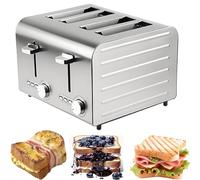 Tostadora de 2, 4 y 6 rebanadas for uso comercial y doméstico, de acero inoxidable, con 7 velocidades ajustables, función de apertura automática y bandeja recogemigas extraíble. Función de congelado,