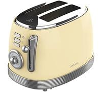 Cecotec Tostadora Toast&Taste 800 Vintage Light Yellow. 850 W, Doble Ranura Corta Extra anchas de 3,8 cm, 2 Tostadas, Acabados en Acero Inoxidable, Estilo Vintage, 3 Funciones, Amarillo