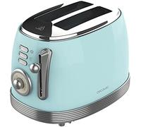Cecotec Tostadora Toast&Taste 800 Vintage Light Blue. 850 W, Doble Ranura Corta Extra anchas de 3,8 cm, 2 Tostadas, Acabados en Acero Inoxidable, Estilo Vintage, 3 Funciones, Azul