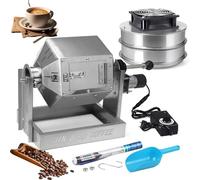 Tostadora de café de 3,8 l, tostador de granos de café tipo tambor con enfriador y termómetro de granos de café, quemador de gas para panadero de granos de café de velocidad ajustable, para uso