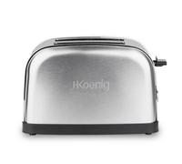 H.Koenig TOAS7 Doble, Tostadora 2 Ranuras Largas y Anchas, Potencia 850 W, 6 Niveles de Tostado, Bandeja de Migas Extraíble, Diseño Moderno en Acero Inoxidable, 28 x 17.3 x 18.5 Cm, Plateado