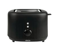 Jocca - Tostadora de Pan 2 Rebanadas, Doble Ranura Ancha 10x10 cm, 7 Niveles de Tostado, Función Recalentado, Cancelación y Descongelación, Bandeja Recogemigas, Acero Inox, 1000W, Negra