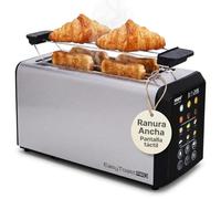 Tostadora Pan Inteligente Automatica Digital Ranura Extra Ancha Pantalla Tactil 6 Niveles Tostado Seleccion tipo Pan Descongelar Recalentar con Bandeja Migas Rejilla Calienta Pan Acero Inoxidable