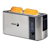 Tostadora pan ranura ancha 1000W para 2 Tostadas Grandes, Tostador de Pan Acero Inoxidable, 6 Niveles de Tostado, Función Descongelar, Bandeja Recogemigas, FAGOR BigToast Steel
