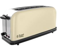 Russell Hobbs Tostadora Colours Plus - 1 Ranura Larga y Ancha para 2 Rebanadas, Bandeja Recogemigas, Calientapanecillos, Función Cancelar y Descongelar, Acero Inoxidable, Crema - 21395-56