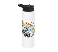 Tostadora surfeando Great Wave Kawaii Rainbow Anime Stainless Steel Insulated Water Bottle