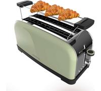 Cecotec Toastin' time 1500 Green Tostadora con 2 Rebanadas Largas y Soporte de Panecillos en Verde