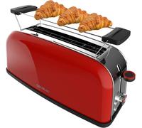 Cecotec Tostadora Vertical 1 Ranura Larga Toastin' time 850 Red Long. 850 W, 2 Rebanadas de Pan, Ranura Ancha 3,8 cm, Soporte para Panecillos y Bandeja Recogemigas, Acero Inoxidable, Rojo
