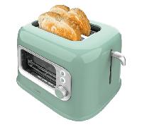 Cecotec Tostadora Vertical con 2 Ranuras Anchas y Ventana Control RetroVision Green. 700W, Diseño Retro, Cubierta Antipolvo, Apagado y Pop-up Automático, 5 Niveles de Potencia, Verde