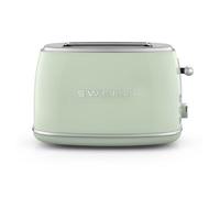 SWEISS - Tostadora de pan vintage GRS7, 2 ranuras, 6 niveles de potencia, descongelación, rápida y uniforme, limpieza fácil, cajón recoge migas, 850 W, beige