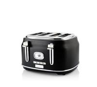 Tostadora Westinghouse Retro - 4 ranuras - Ranuras extra anchas - Rejilla para mantener el calor - 1750 W - Negro