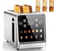 Toster de pantalla táctil de 2 porta pasteles, panadero de pan de acero inoxidable con 5 tipos de pan y 6 configuraciones de sombra, función de memoria, tostado de ranura única, tostadoras digitales