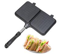 Toster XL Sandwich Maker | Pan de de doble llave hecha de aluminio | Bandeja de tortilla, sartén sin estribo, negro, herramienta horneada, utensilios de cocina para la cocina en el hogar, prepar