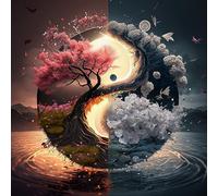 TOSTOG 5D Diamond Painting Adultos Principiantes, Naturaleza: Yin y Yang, DIY Pintura de Diamantes Árbol de la vida espiritual, Bricolaje Dibujo con Diamantes Adultos para Decoración del Hogar 30x30cm