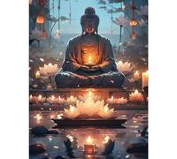 TOSTOG 5D DIY Diamond Painting Kit Completo,Estatua De Buda y Vela. Diamante Cristal Bordado Punto de Cruz Painting Pinturas para Adultos Decoración Pared Hogar 30x40 cm