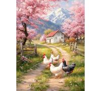 TOSTOG Árbol de flor de cerezo Diamond Painting Kit Completo, gallo 5D Diamante Cristal Bordado Punto de Cruz Painting Pinturas para Adultos Decoración Pared Hogar 30x40cm