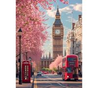 TOSTOG Big Ben Diamond Painting Kit Completo, árbol de flor de cerezo 5D Diamante Cristal Bordado Punto de Cruz Painting Pinturas para Adultos Decoración Pared Hogar 30x40cm