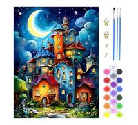 TOSTOG Pintura por Números para Adultos Castillo Mágico Pintar por Numeros Adultos Pueblo de Cuentos de Hadas Pintura Acrilica Kit Cuadro DIY Completo Decoración para el Hogar(30×40cm)