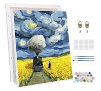 TOSTOG Pintura por Números para Adultos Incluye Marco Paisaje del tren Pintar por Numeros Adultos Pintura Acrilica Kit Cuadro DIY Completo Decoración para el Hogar