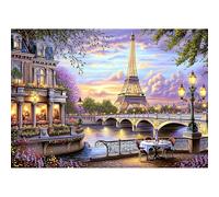 TOSTOG Torre Eiffel Diamond Painting Kit Completo, río Sena 5D Diamante Cristal Bordado Punto de Cruz Painting Pinturas para Adultos Decoración Pared Hogar 40x30cm