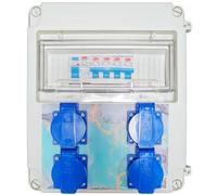Tosun Cuadro de Enchufes Estanco IP65 con Diferencial 40A y 4 Magnetotérmicos 16A, 4 Tomas F, Gris