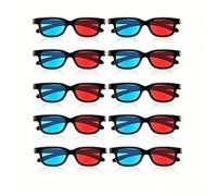 Tosuny 10 Piezas Gafas para Juegos de Películas 3D, Gafas 3D Rojas y Azules, Marcos de Luz, Marco de Video Dimensional de Película Universal para TV Vidrio, para Monitor de