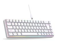 Tosuny 60% de Teclado de Juegos Mecánicos - Russian English Dual Language, 68 Keys Wired RGB Backlit Litlit, Teclados de Juegos Ergonómicos para la Computadora Portátil para la (White)