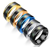 Tosuny Anillo de Acero de Temperatura Inteligente Exquisito y Cómodo, Accesorio de Moda para Ropa, para Novia y Madre - Azul (Silver #53)