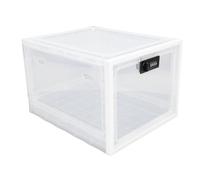 Tosuny Caja de Plástico con Cerradura para Nevera, Práctico Gabinete de Almacenamiento de Alimentos Multifuncional para el Hogar, Código de 3 Dígitos para Seguridad de Medicamentos (Marco Blanco y