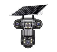 Tosuny Cámara de Seguridad Solar 4K Inalámbrica para Exteriores, Cámara PTZ de 360° para Seguridad en el Hogar, Lente Triple, Zoom 10X, Detección de Movimiento PIR, Conversación