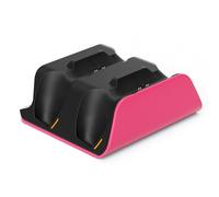 Tosuny Cargador de Controlador PS 5 Compatible con Controlador PS 5 D ual Sense/Edge, Estación de Carga Dual con Indicador LED y Cable USB, Función de Soporte de Almacenamiento (rosa negro)