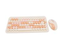 Tosuny Combo de Teclado y Mouse 2.4g Inalámbrico, Juego de Mouse Retro del Teclado, 1000/1200/1600 dpi Mouse, Teclas Redondas, Receptor USB de 2 en 1, para PC/portátil/Tableta (Orange)