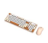 Tosuny Combo de Teclado y Mouse Inalámbricos, Juegos de Mouse con Teclado Bluetooth, Teclado de Máquina de Escribir Retro de 98 Teclas con Teclas Redondas, Mouse óptico de 6 Teclas (Té de la Leche)