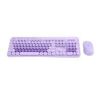 Tosuny Combo de Teclado y Mouse Inalámbricos, Teclado de Máquina de Escribir Retro de 104 Teclas con Teclas Redondas, 12 Teclas de Acceso Rápido Multimedia, Mouse óptico de 1600 dpi, (Purple)