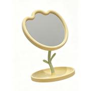 Tosuny Espejo de Maquillaje, Espejo de Tocador de Escritorio Giratorio en Forma de Flor, de Mesa de Imagen Transparente para Dormitorio de Oficina (Yellow)