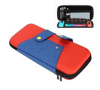 Tosuny Estuche de Transporte para Estuche de Almacenamiento Portátil para Consola de Juegos con Bolsa y 10 Soportes para Juegos, Estuche Protector Rígido para y (Rojo Azul)
