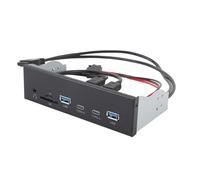 Tosuny Hub de Panel Frontal USB, Panel de Extensión de Unidad óptica GEN2 X 2 de 6 Puertos de 19 Pines, Compatible con USB A y C, Tarjeta de Memoria, Entrada de Micrófono,