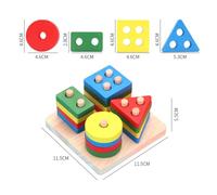 Tosuny Juguetes Educativos Apilables de Madera, Bloques de Construcción de Formas Coloridas para Niños, Entrenamiento de Habilidades Prácticas, Mejora la Coordinación, Impresión Segura para Niños