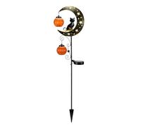 Tosuny Luz de Estaca de Jardín de Gato Negro Luna Calabaza Solar para Patio | Acento festivo al aire libre, lámpara de brillo cálido, inserto metálico en el suelo, entrada al césped del camino,